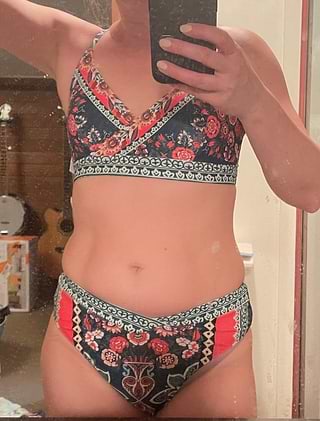Vintage Paisley Triangle Top & Overlap Cheeky Bikini Set