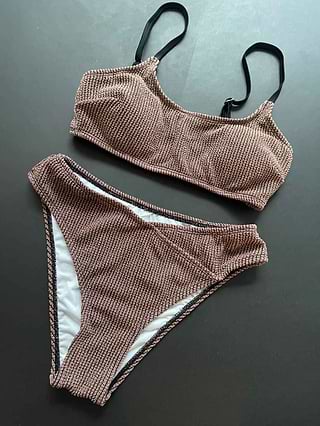 Rib Mineral Wash Scoop Neck Top & Hipster Bikini Set