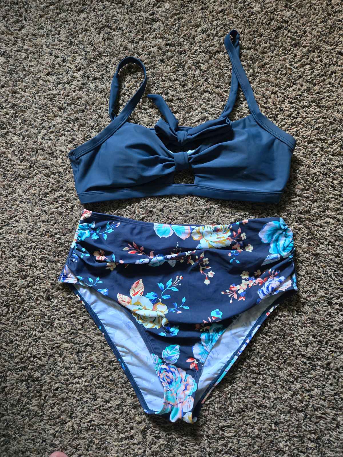 Release Dopamine Lace-Up Bralette & Ruched High Waist Bikini Set