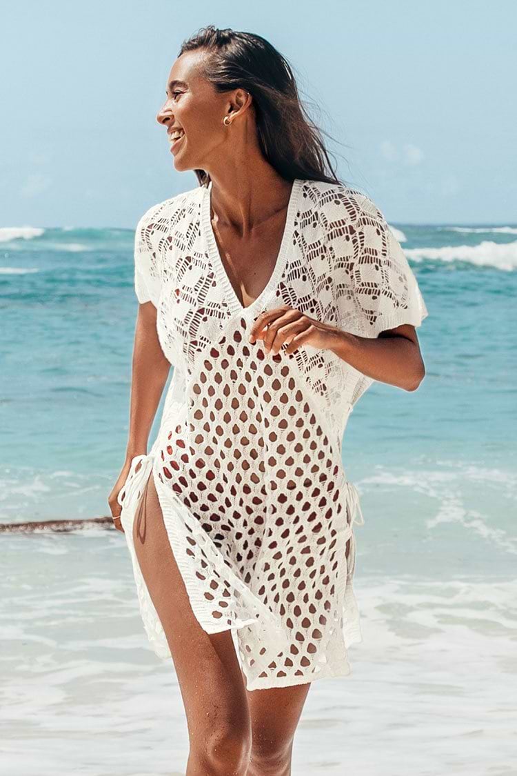 Honeycomb Lace Up Tunic Cover Up