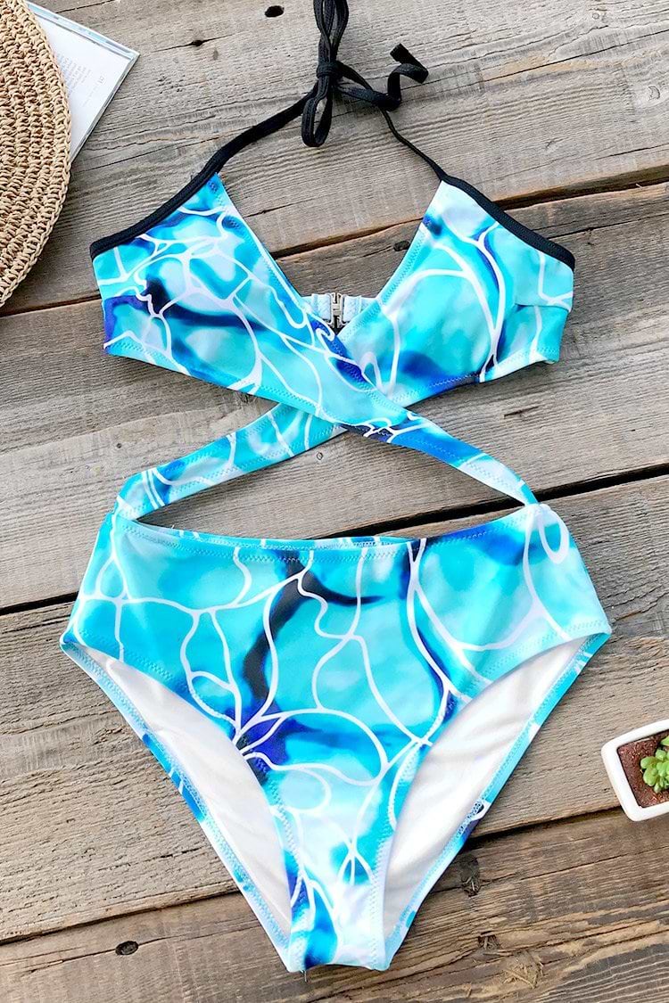 Water Ripple Wrap One-piece Swimsuit