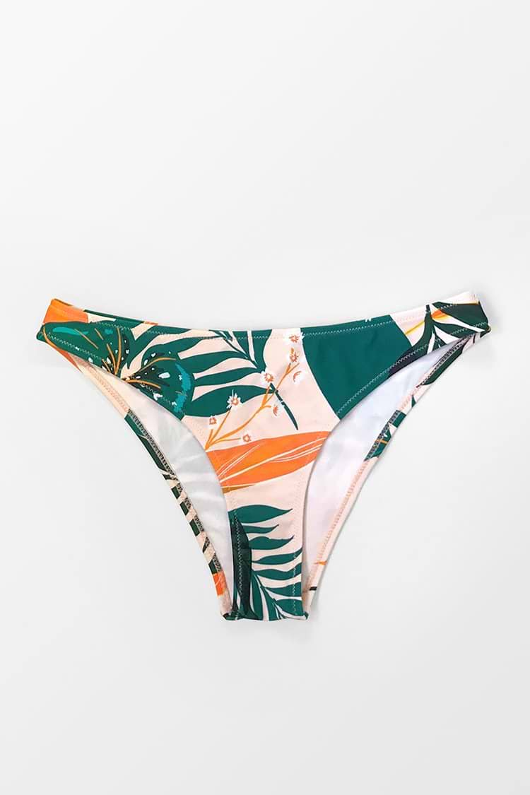 Bright Leafy Print Bikini Bottom
