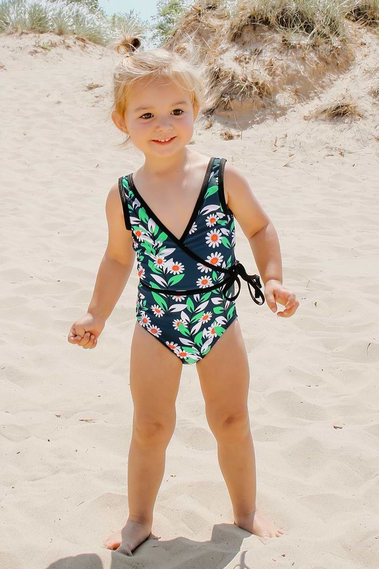 Daisy Print One Piece Swimsuit For Toddler Girls and Girls