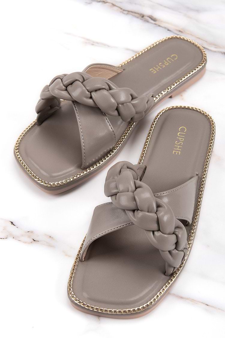 Plaite Braided Strap Slide Sandals