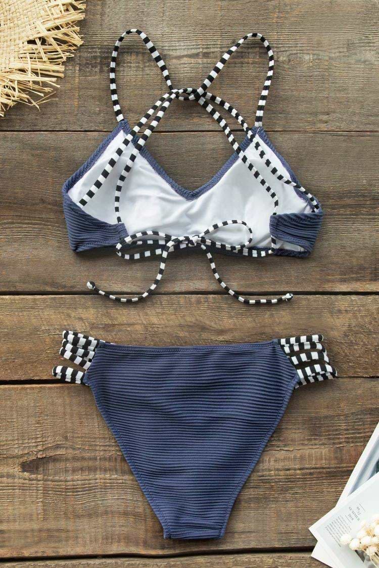 CUPSHE カバーアップ ネイビー Navy Blue Cutout Wrap One Piece Swimsuit
