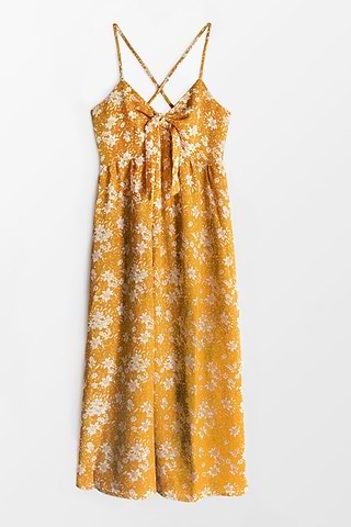 h&m yellow floral maxi dress H&m Yellow Floral Maxi Dress H M LYOCELL BLEND YELLOW FLORAL FLOUNCED TRIM  MIDI MAXI