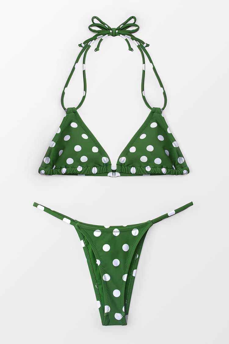 Green Polka Dot Triangle Bikini