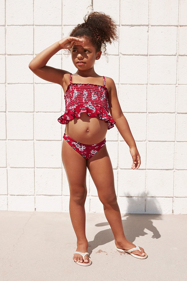 Della Smocked Ruffle Bikini For Toddler Girls And Girls