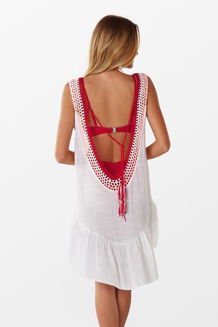 White Cover Up with Crochet V-Neckline