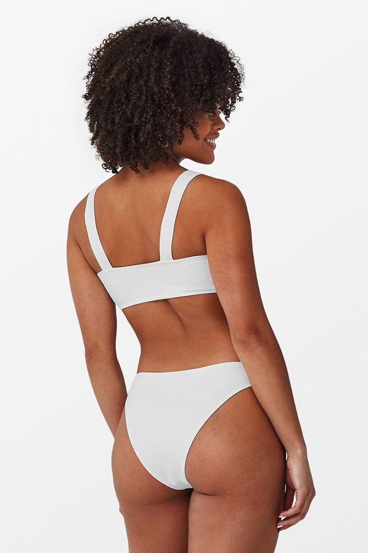 Jamie White Textured Eyelet Buckle Bikini