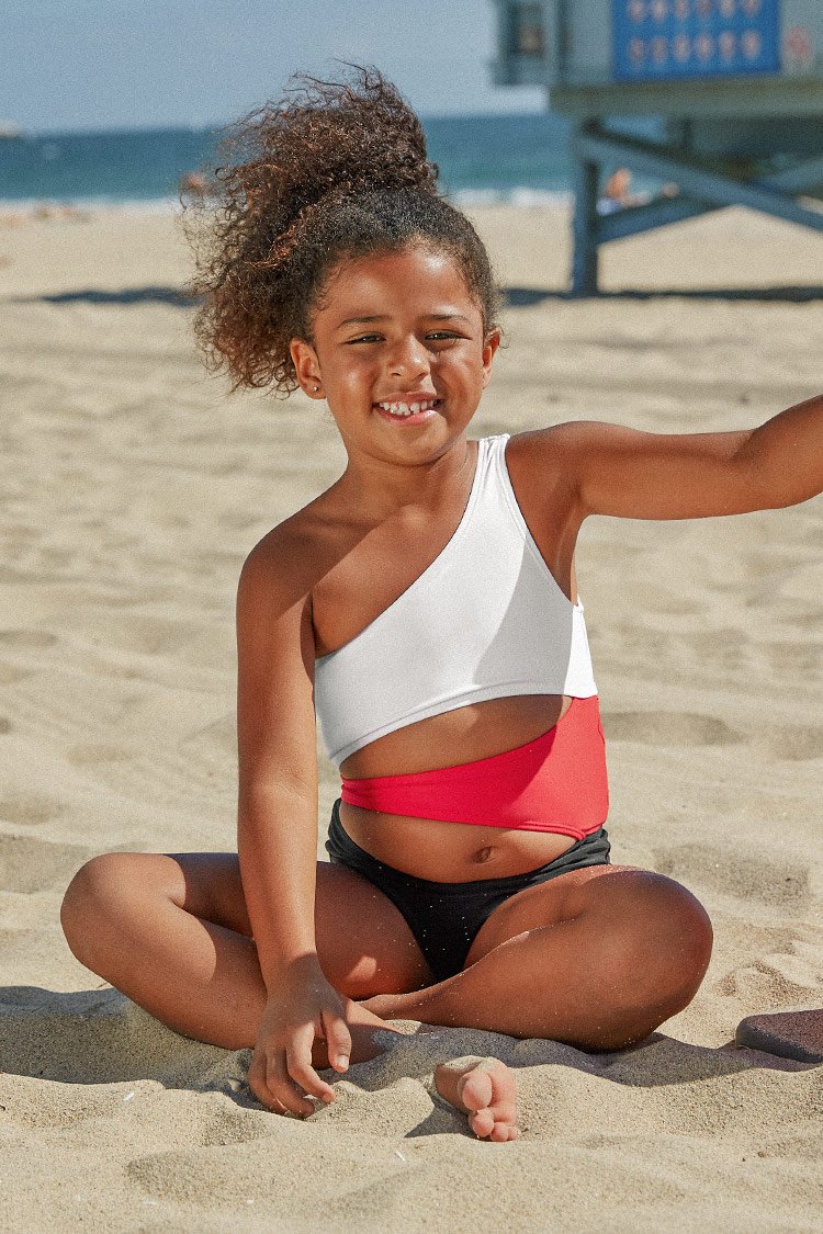One Shoulder Cutout One Piece Swimsuit For Toddler Girls and Girls