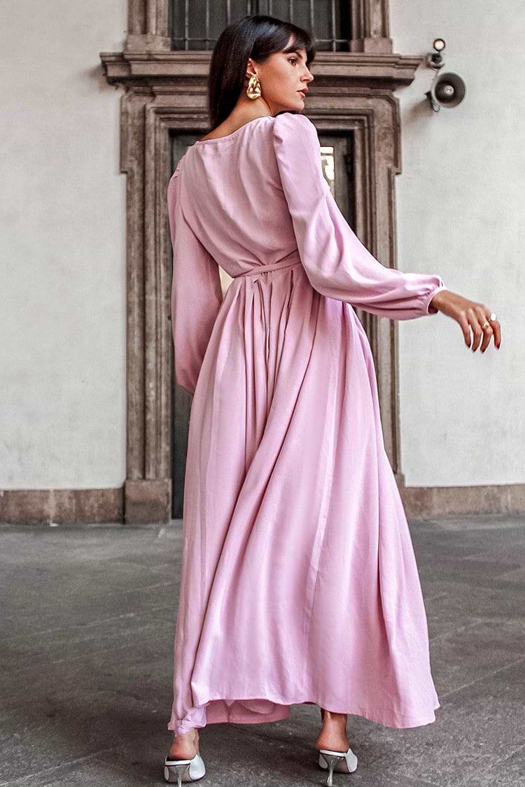 Pink Long Sleeve Maxi Dress