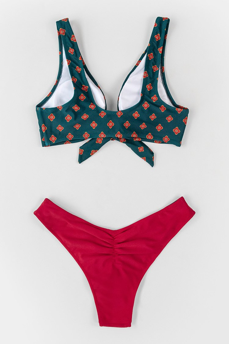 Retro Mini Floral V-neck Bikini