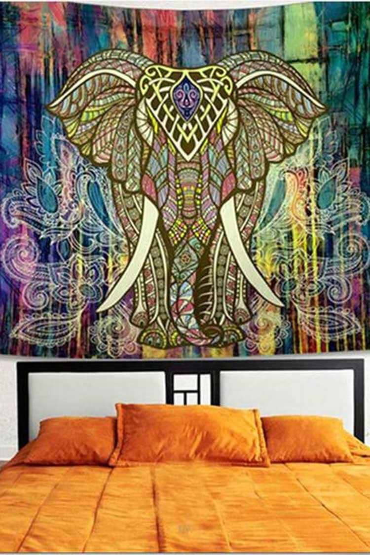 Colorful Elephant Square Tapestry