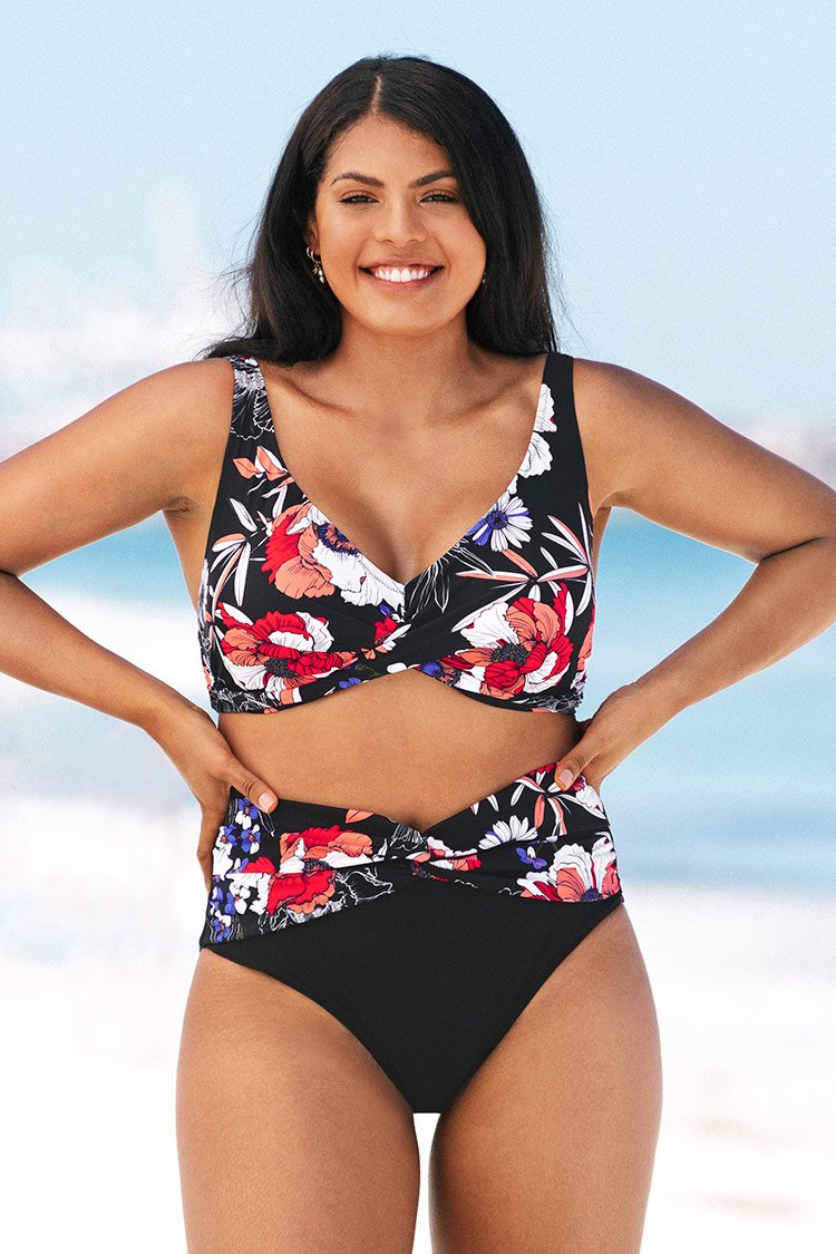 Patricia Floral Twist Plus Size Bikini Top