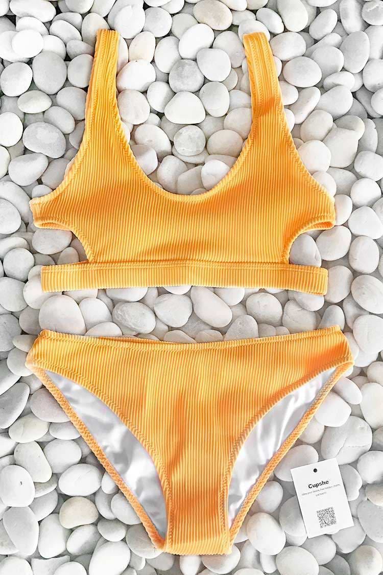 Feather Yarn Solid Bikini Set