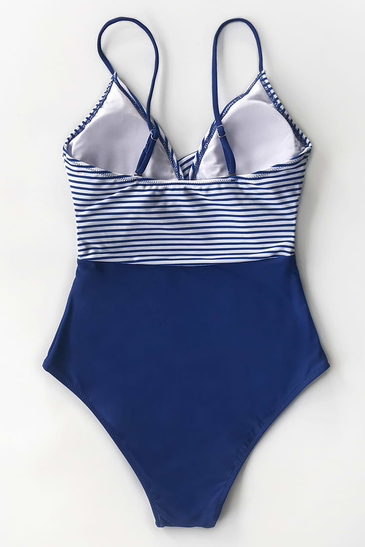 ワンピース水着 PISCESS Flower Stripe One-Piece Swimsuit 5BJH1311 Blue and Stripe One Piece Swimsuit
