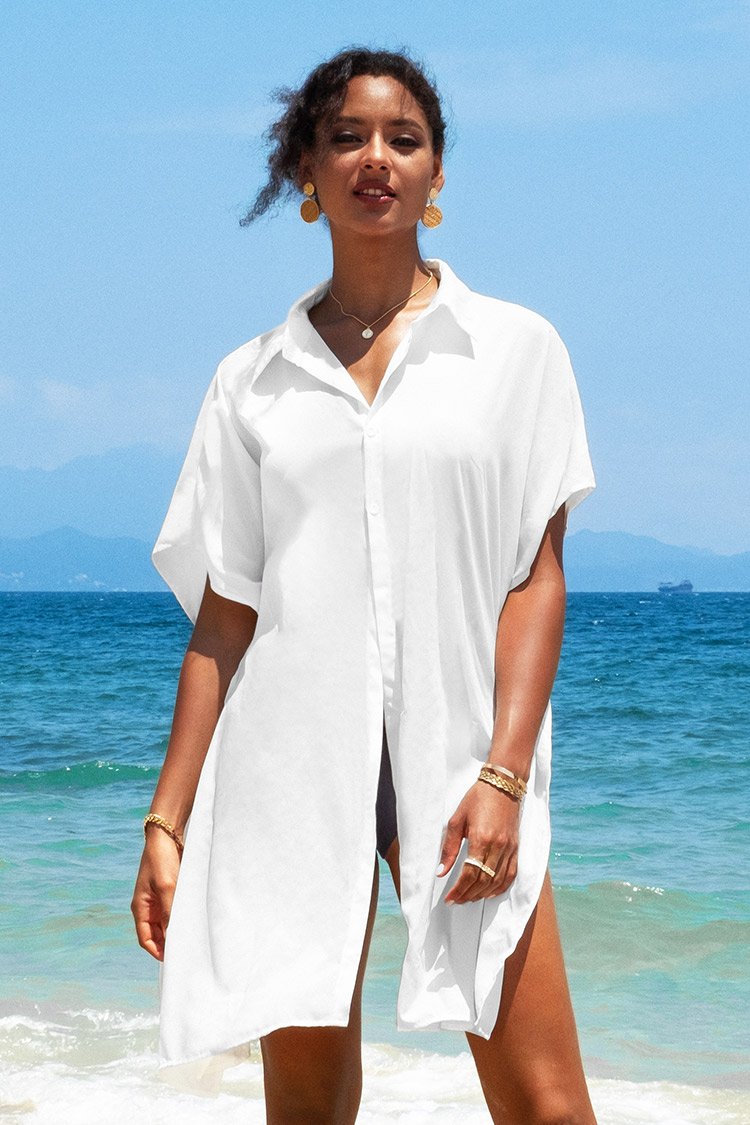 Nala White Button Front Shirt Kimono