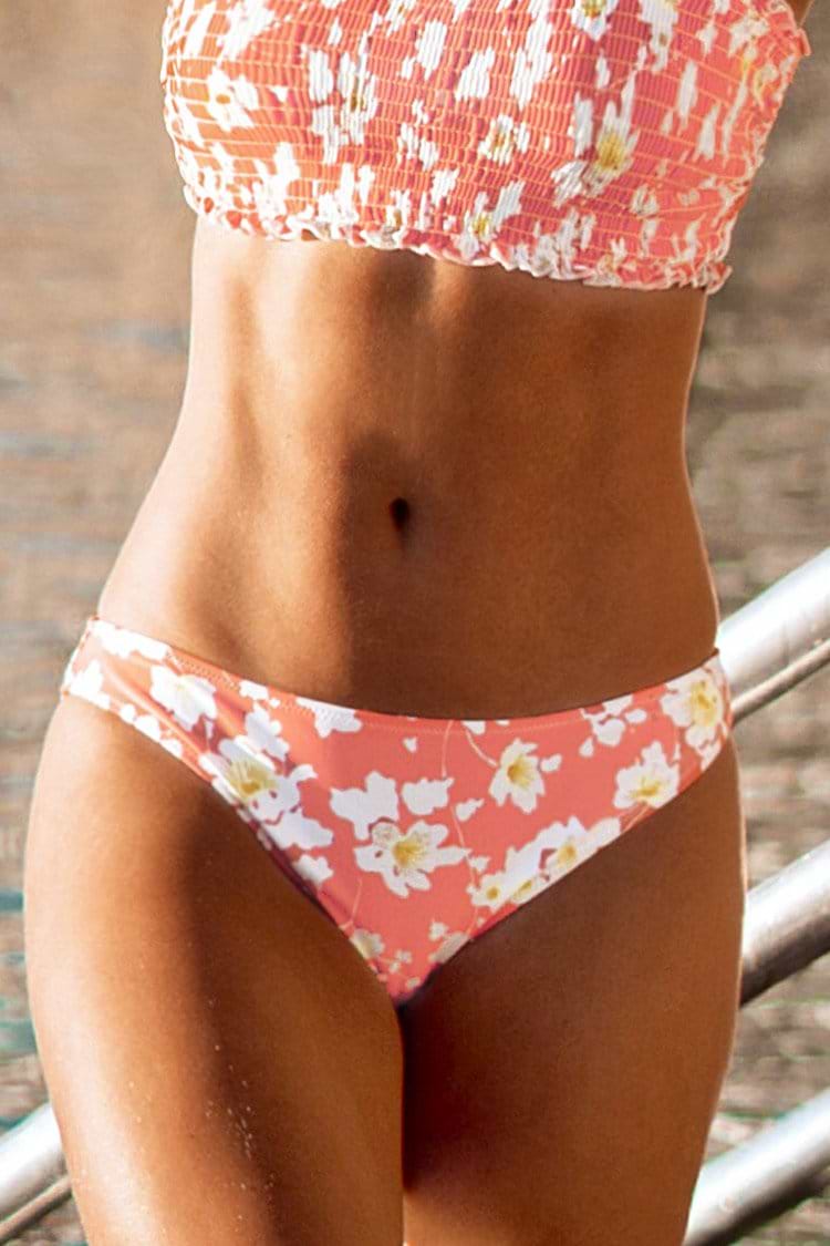 FLORAL SMOCKED BANDEAU BIKINI BOTTOM