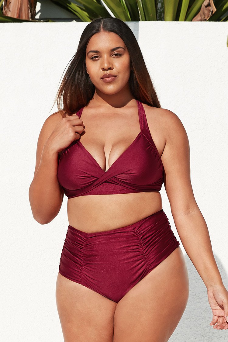 Saige Twist Front Criss Cross Plus Size Bikini Top