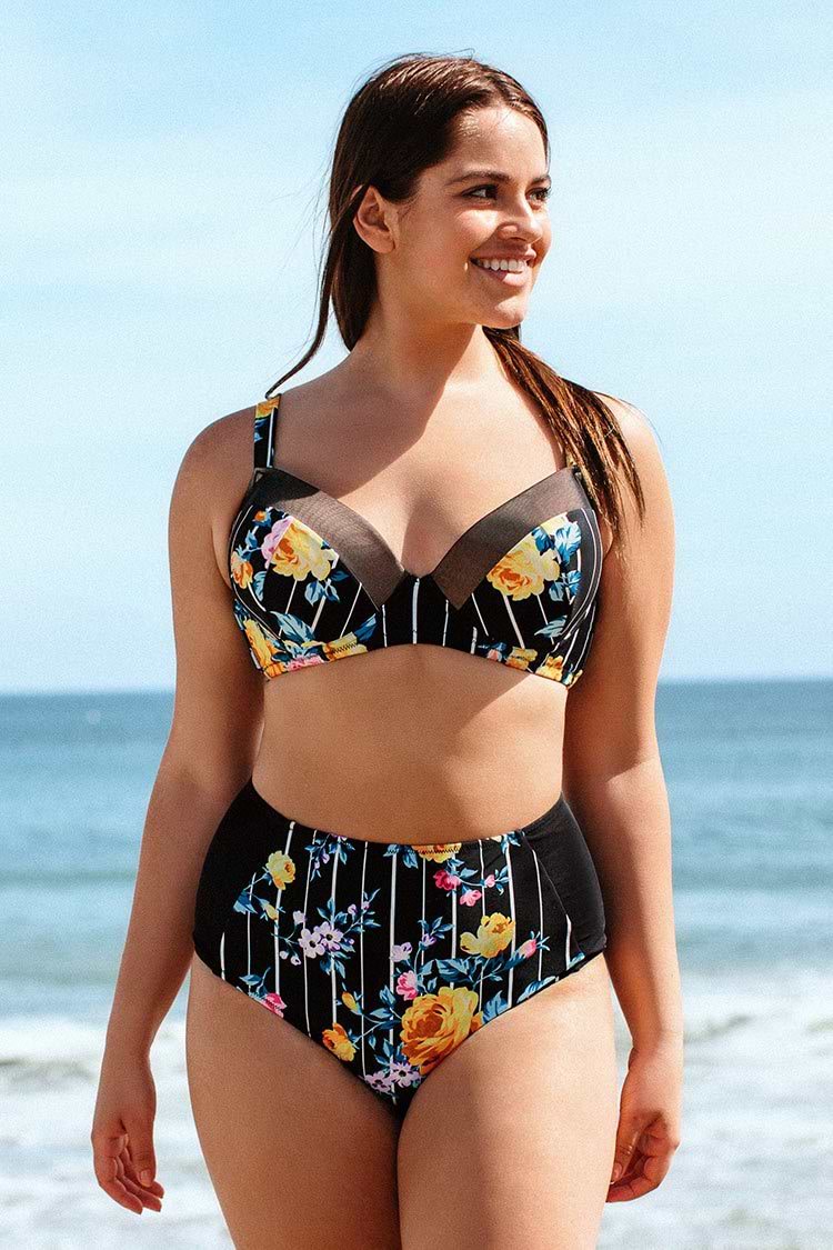 Catherine Floral Underwire Plus Size Bikini Top