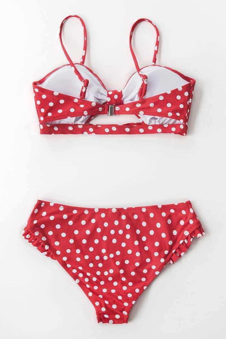 Red Polka Dot Cutout Bikini