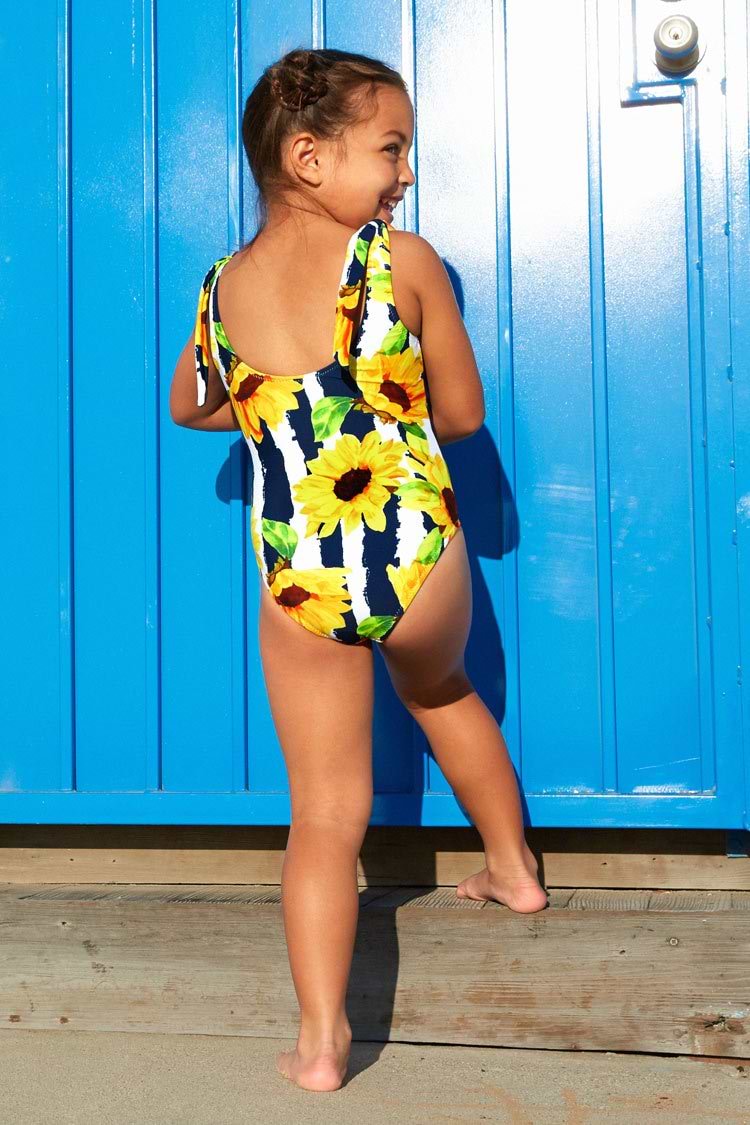 Noor Sunflower Printed One Piece Swimsuit For Toddler Girls And Girls