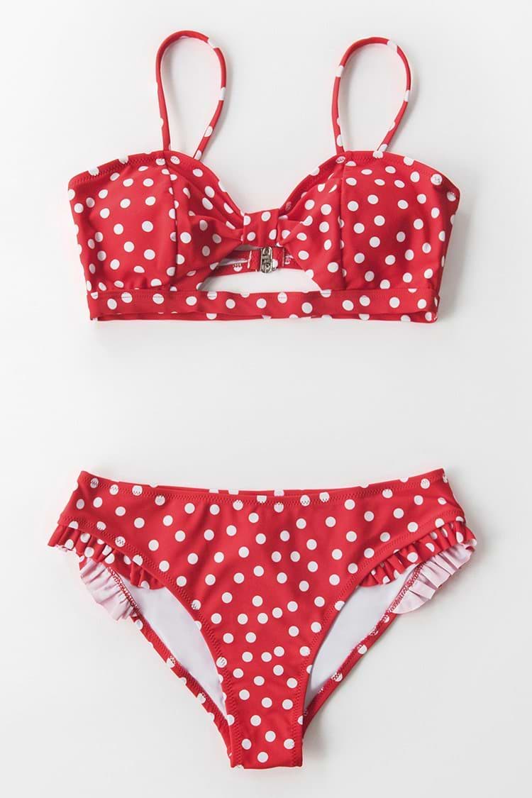 Red Polka Dot Cutout Bikini