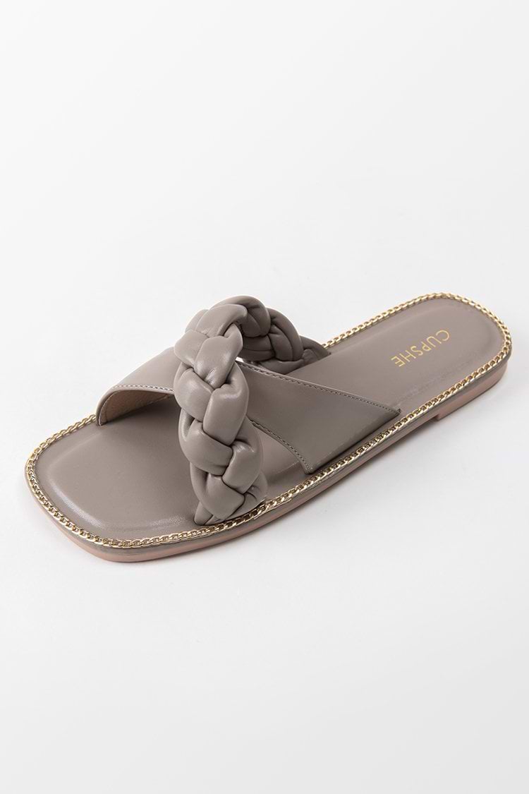 Plaite Braided Strap Slide Sandals