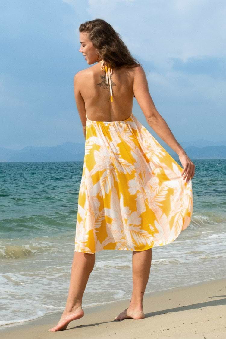 Maria Tropical Halter Dress