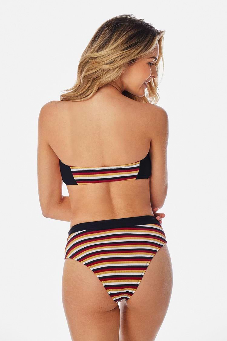Striped Bandeau Drawstring Bikini
