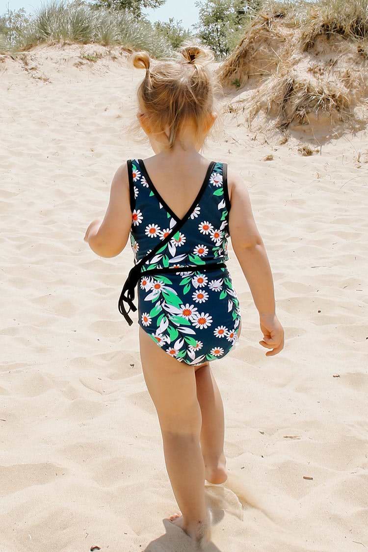 Daisy Print One Piece Swimsuit For Toddler Girls and Girls