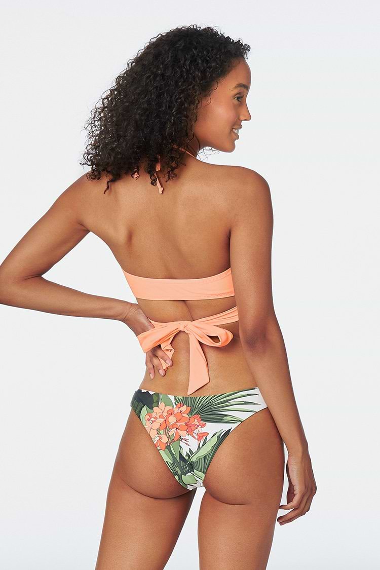 Peachy and Floral Halter Wrap Bikini