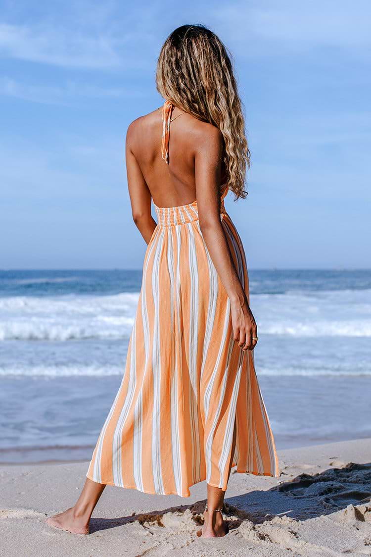 Sunny Striped Halter Dress