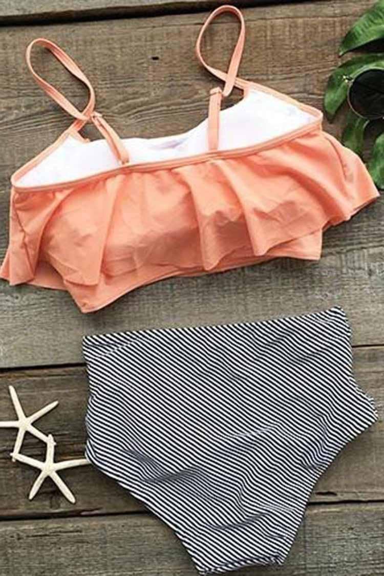 Seaside Gale Falbala High-waisted Bikini Set