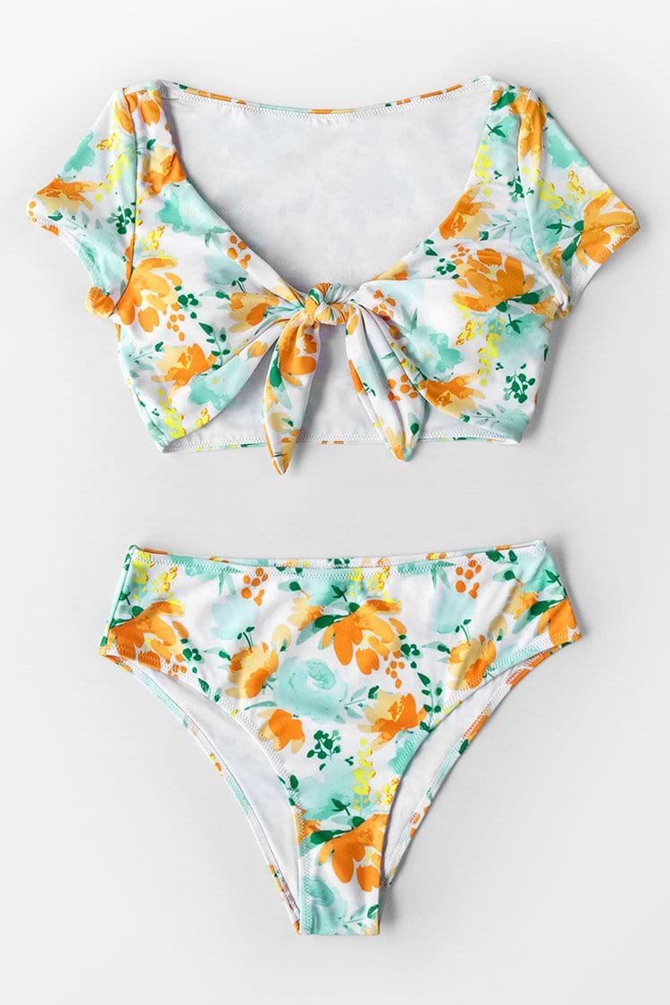 Sweet Floral Bowknot Tank Bikini