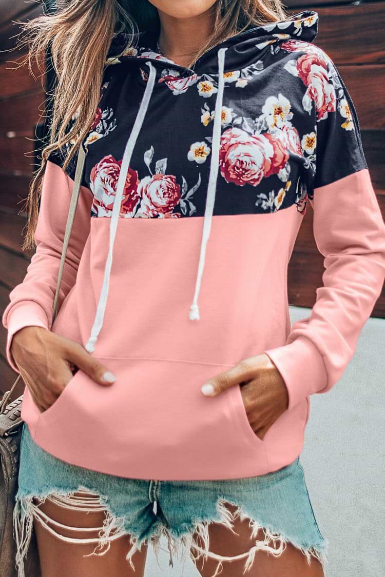 Pink Floral Hoodie