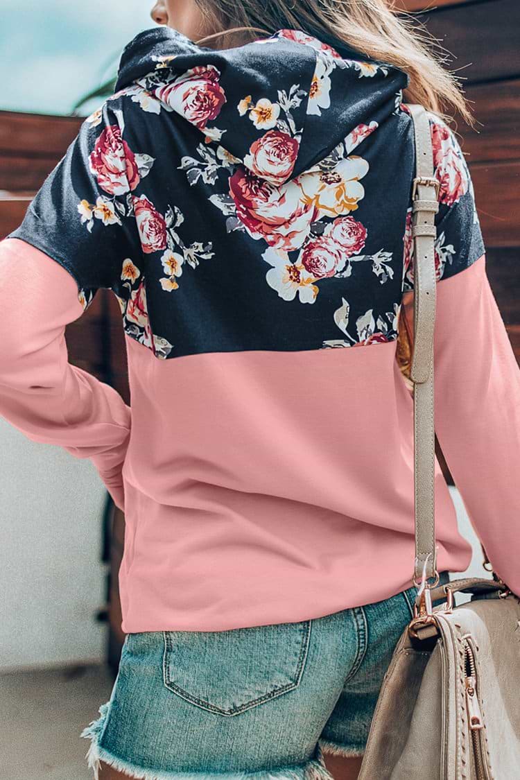 Pink Floral Hoodie