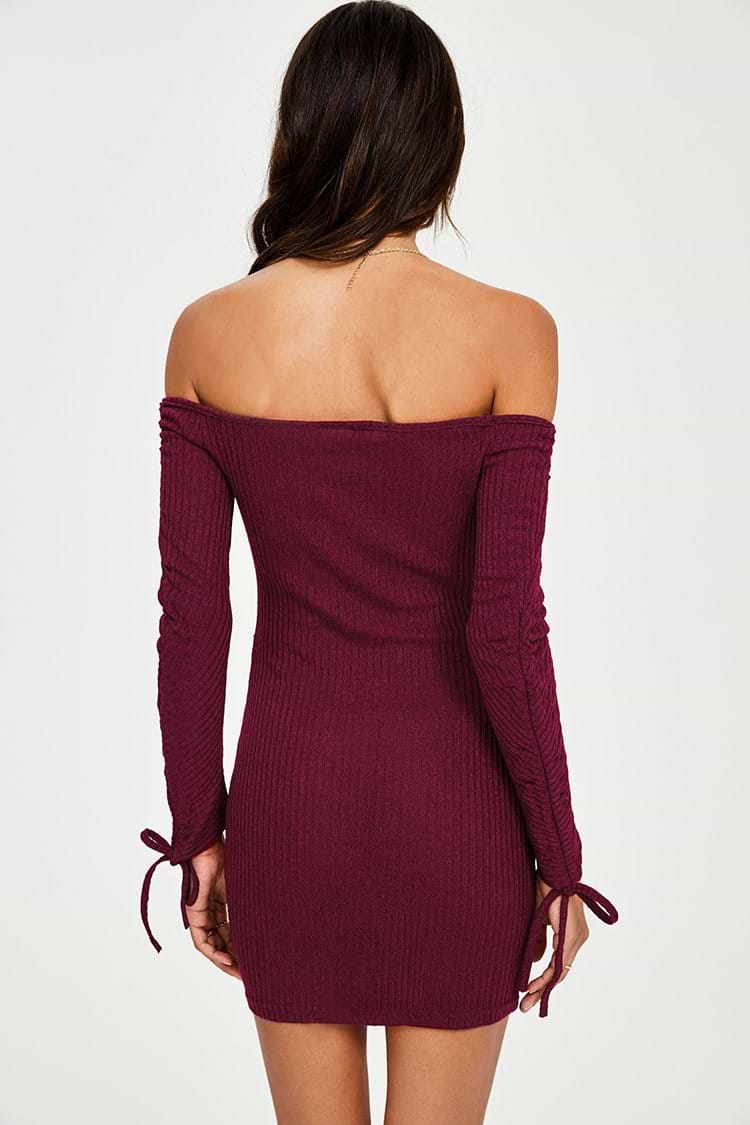 Red Off The Shoulder Bodycon Mini Dress