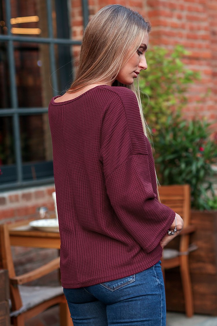 Red Cinched V-neck Top
