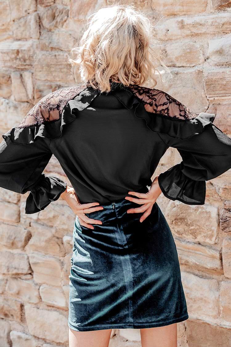 Black Lace Shoulder Top