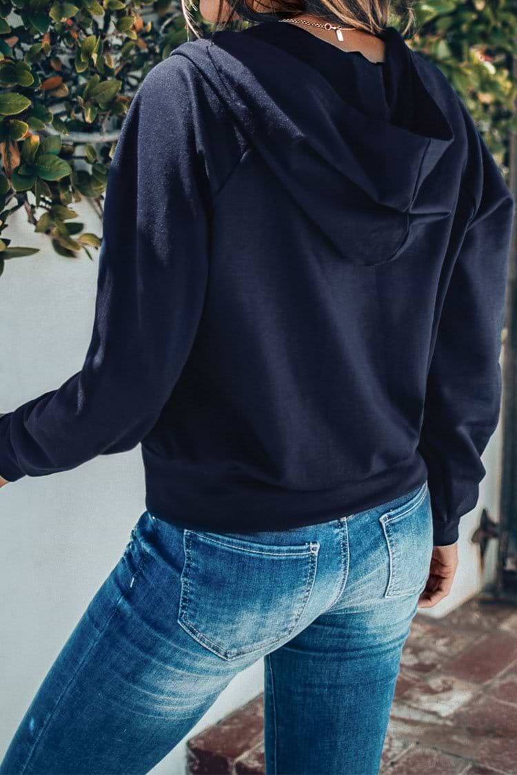 Navy Lace-Up Hoodie