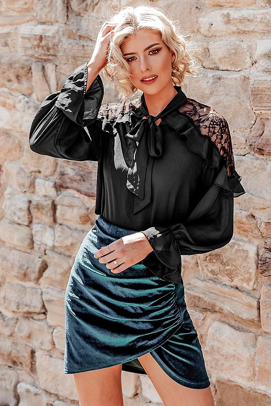 Black Lace Shoulder Top