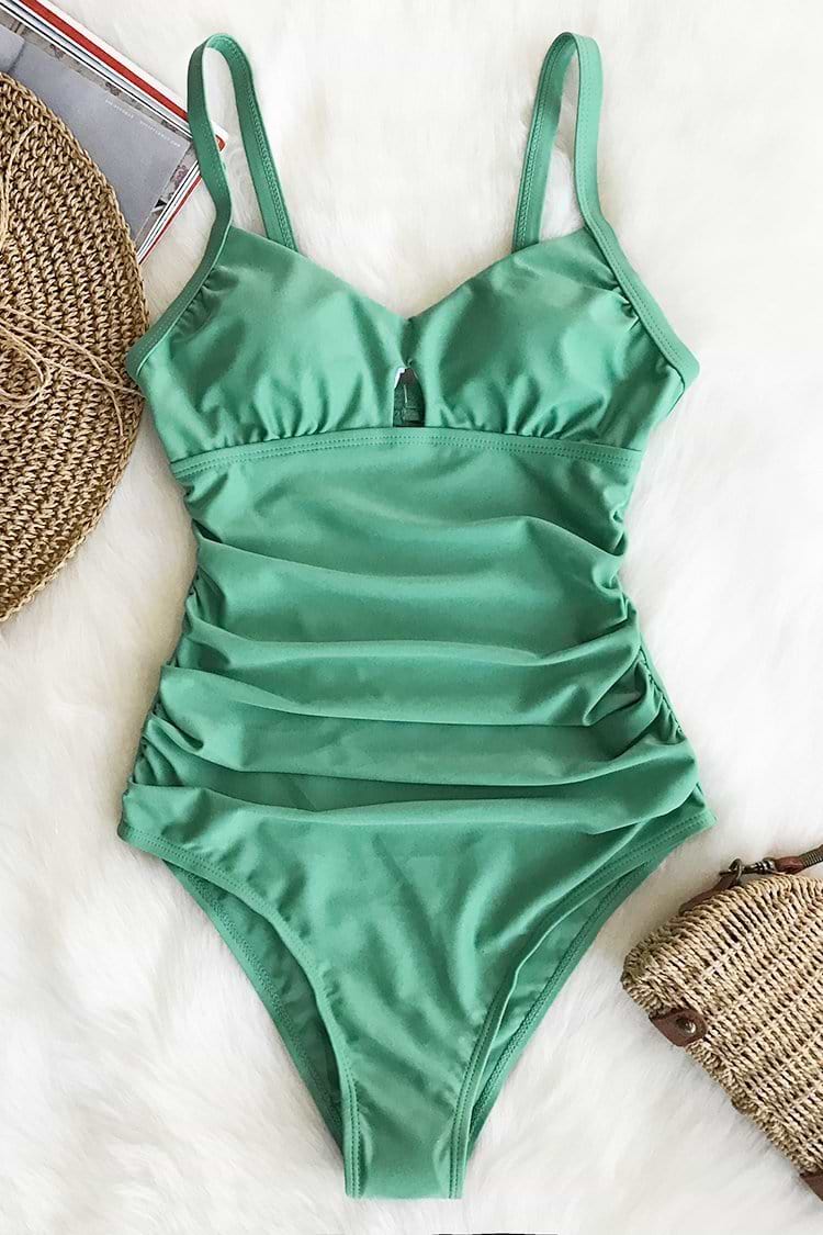 Green Grass Solid One-piece Swimsuit
