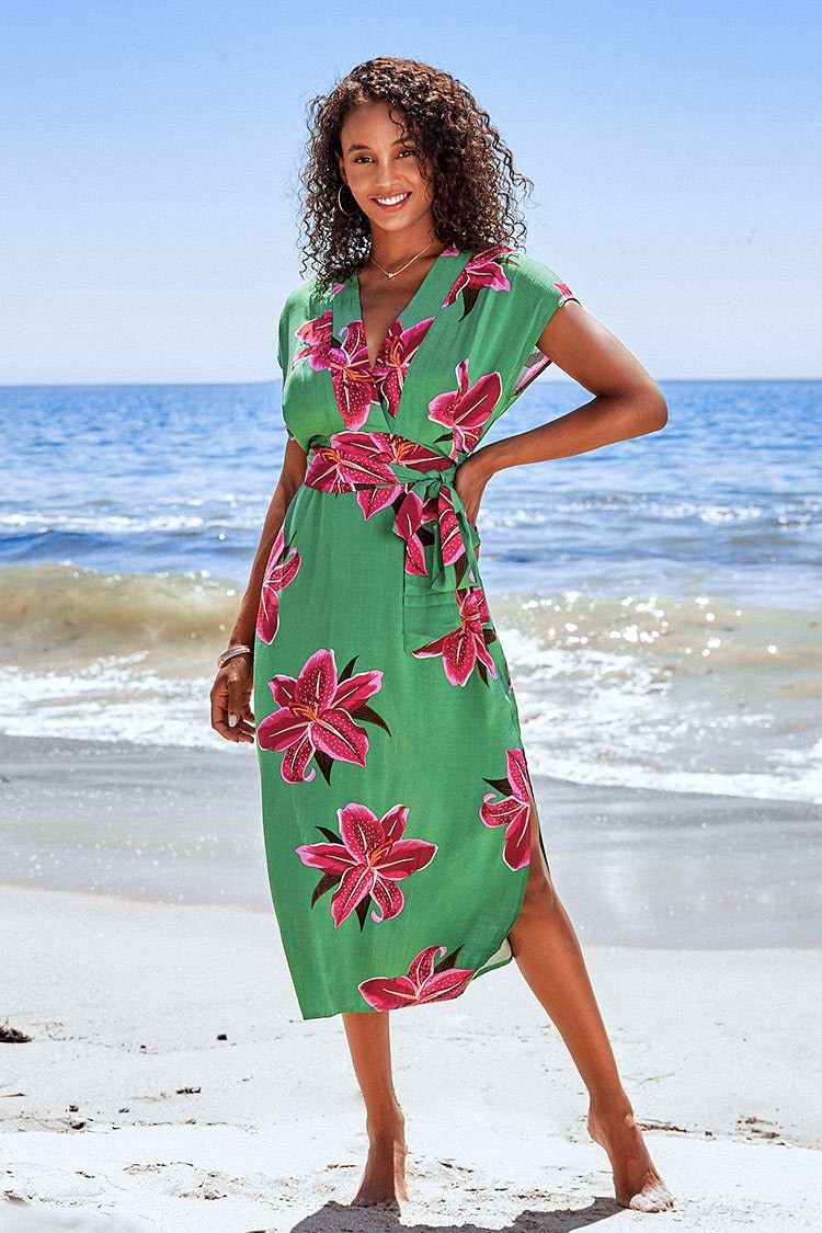 Floral Maxikleid mit V-Ausschnitt