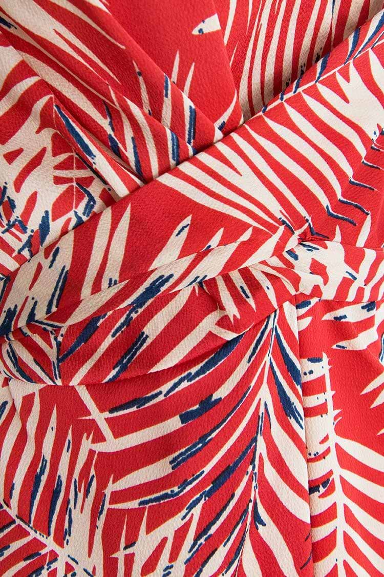 Robe portefeuille imprimé feuillues