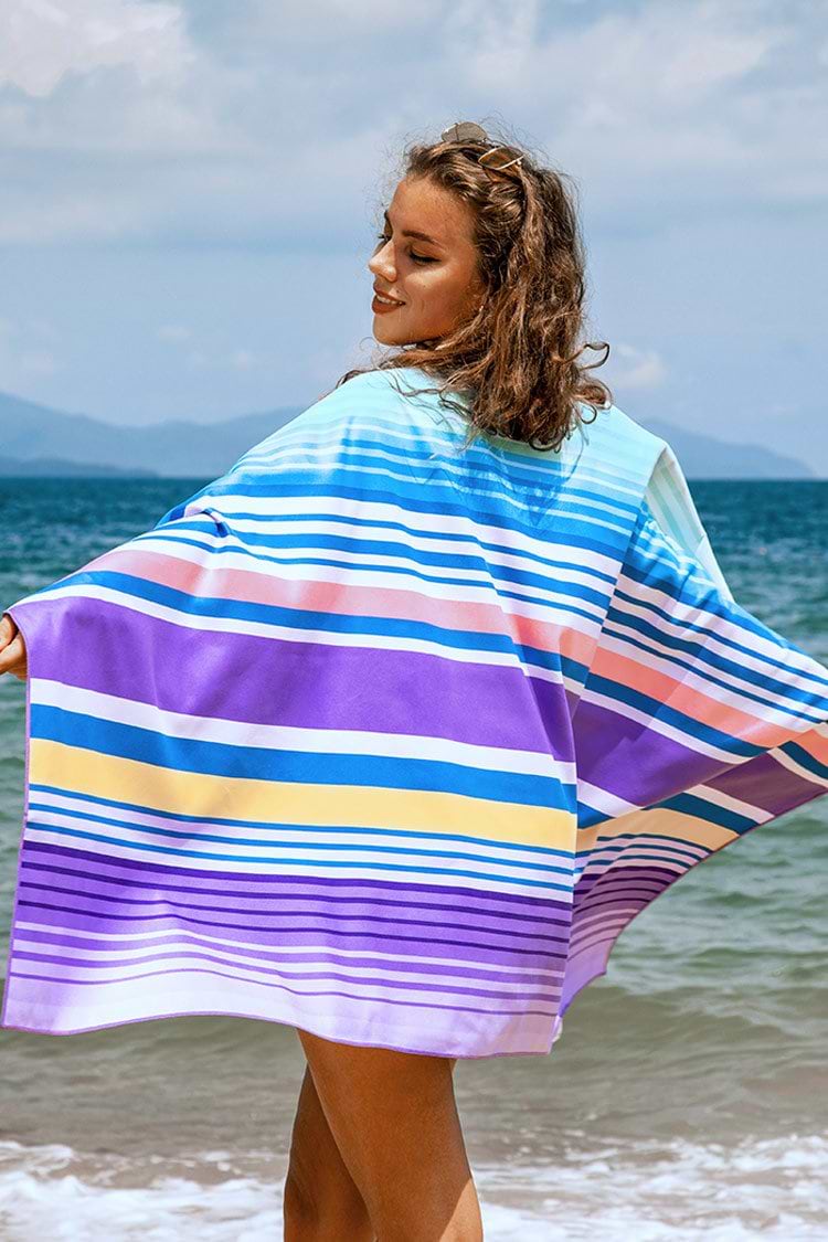 Serviette de plage à rayures Fuschia