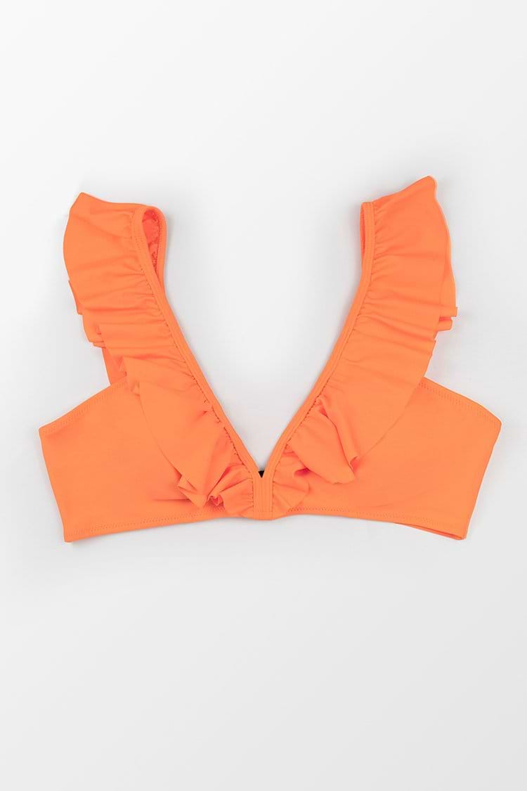 Haut de bikini à volants orange