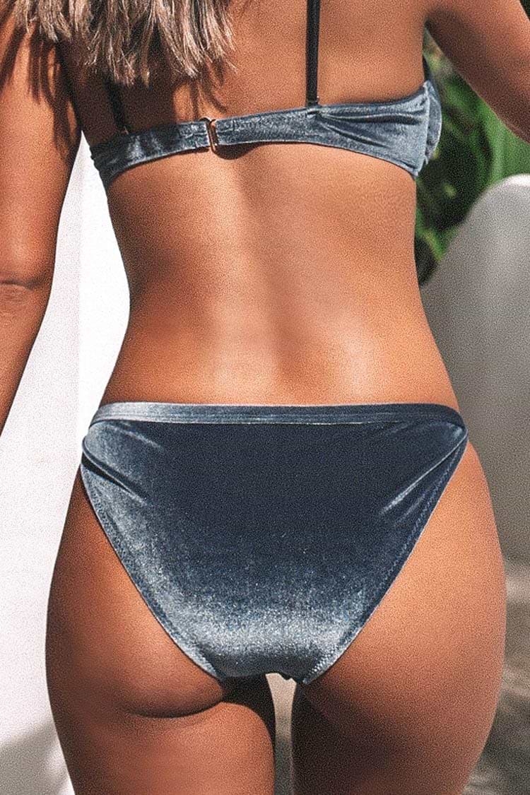 Samt Bikini-Hose in Grau