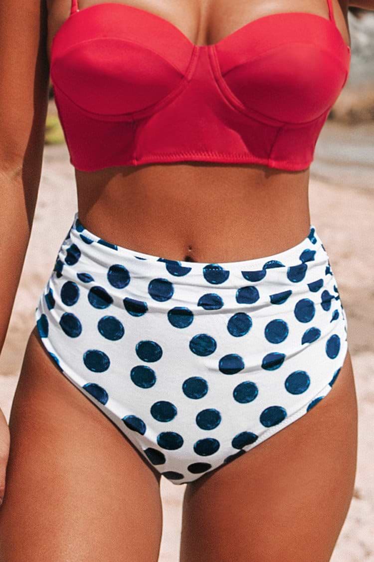 Bas de bikini taille haute à pois